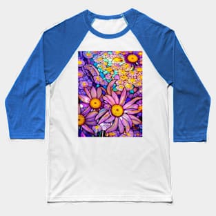 Stained Glass Flowers Baseball T-Shirt